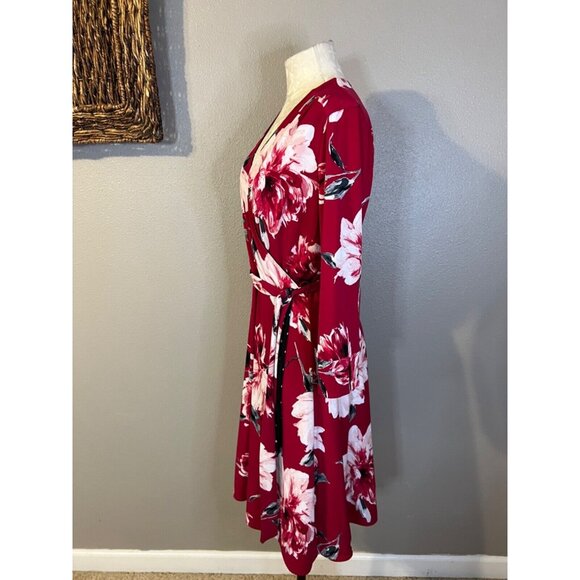 WHBM Medium M Reversible Floral Dot Faux Wrap Dress No Belt - Picture 7 of 15